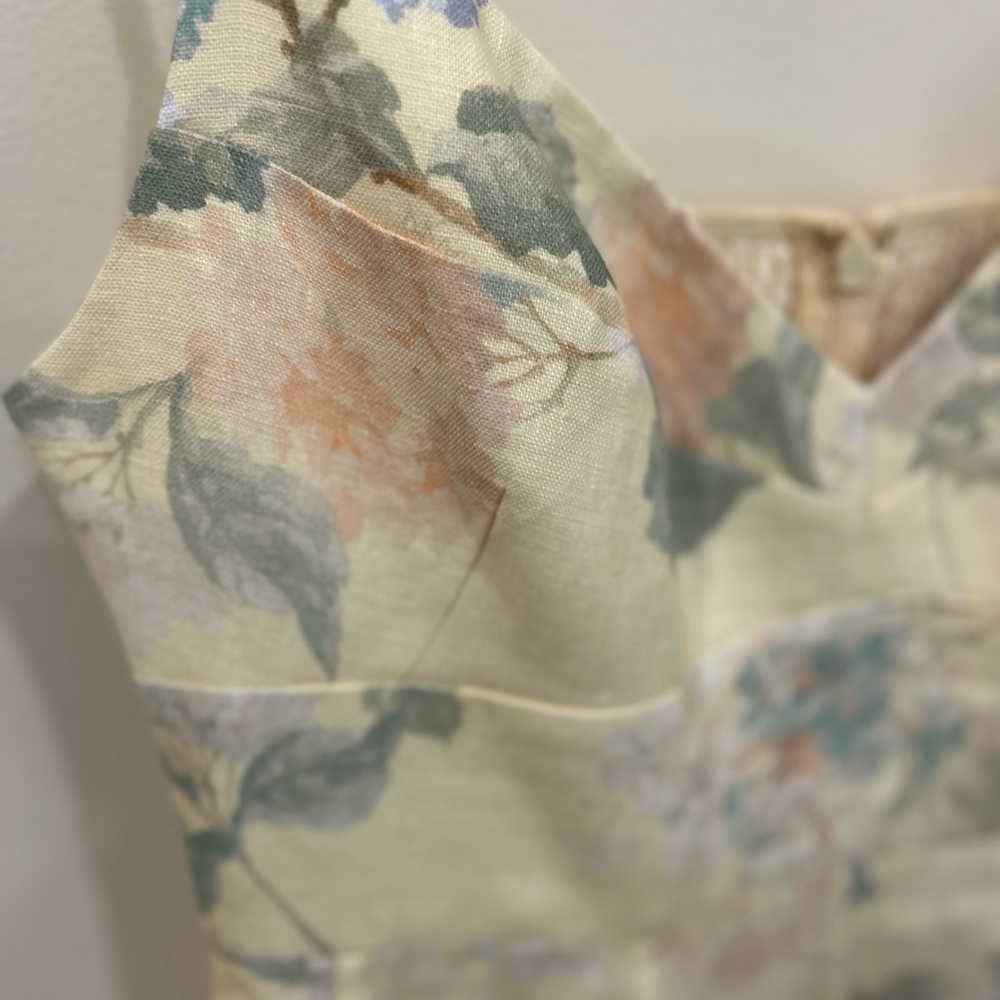Zimmermann Illuminate Picnic Dress in Lemon Hydrangeas Size 3 AU Floral Linen - Picture 6 of 10